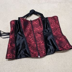 Red and Black tie up corset